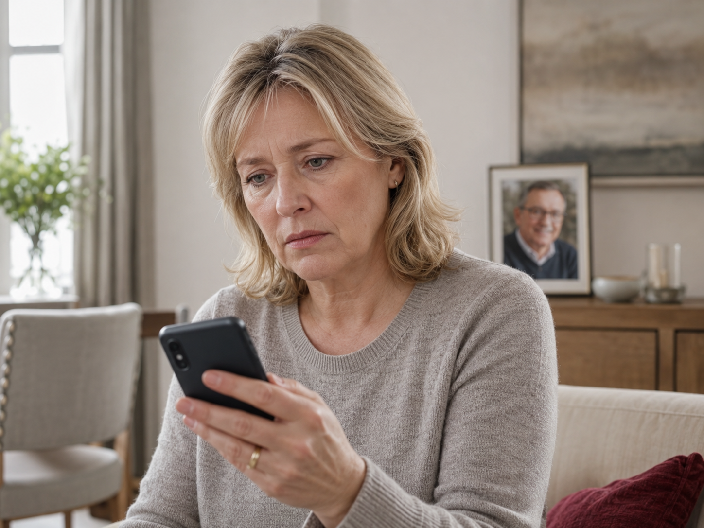 Une personne découvre un message administratif sur son téléphone